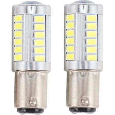 Ampoule LED 1157 P21 5W Bay15D 33 SMD 5730 Pour Feu Stop Clignotant Stationnement Blanc Xenon Lot De 2