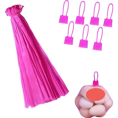 100 pièces filet légumes réutilisable, sac pour fruits frais et petits objets, bouton rose. (1/5)