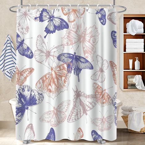 Rideau de bain en polyester 180x180 décoratif rideau séchage rapide pour optimiser un petit espace (1/5)