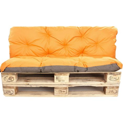 Coussins palettes 120x60 Assise et Dossier 120x40cm, coussins de palette, coussins de canapé de jardin Orange, coussin palette exterieur