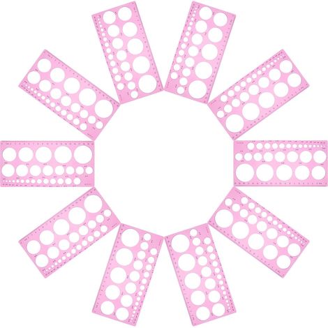Gabarit circulaire géométrique en plastique rose HEMOTON (10 (1/5)