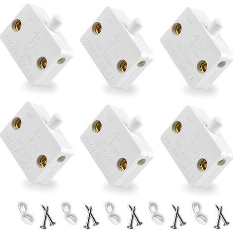 Automatique Pour Interrupteur D'Éclairage Porte Placard Contact Momentané Interrupteurs 6Pièce Cupboard Doors Commutateur D'Armoire Blanc