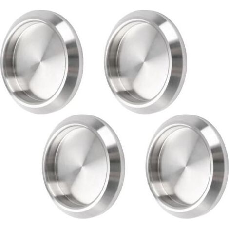 Lot de 4 poignées de porte de placard auto-adhésives en acier inoxydable - Poignées de porte de placard de cuisine encastrées - Poignée de porte invisible - Gris (1/5)