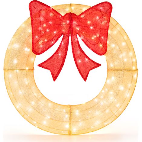 CASART 48 Inch Pre-Lit Christmas Wreath Indoor/Outdoor Xmas Decoration (1/5)