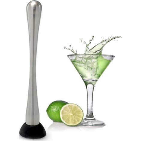 Pilon À Cocktail - Acier Inoxydable 304 - Tête En PP Alimentaire - Manche Long Ergonomique - Pour Bar Maison Et Professionnel - 1 Pièce (1/5)