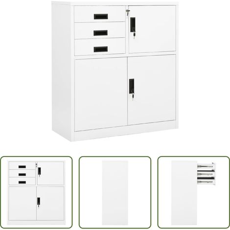 Aktenschrank - Büroschrank Weiß 90x40x102 cm Stahl (1/5)