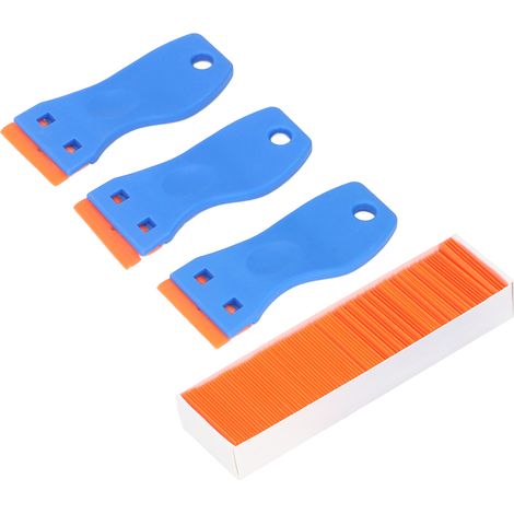 Lot de 103 grattoirs à lame raclette décapeur autocollants étiquettes peinture pour vitre auto avec poignée ABS (1/5)