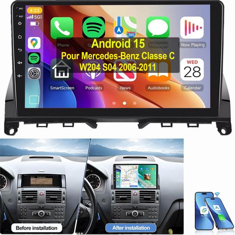 Autoradio Android 15 Carplay GPS pour Mercedes Benz Classe C W204 S204 2006-2011 1+32G (1/5)