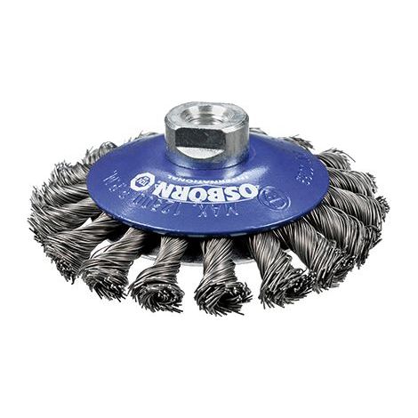 Geflochtene Edelstahl-Kegelbürste mit M14-Mutter Ø 125 mm und Besatz Ø 0,50 mm Osborn 3602632351