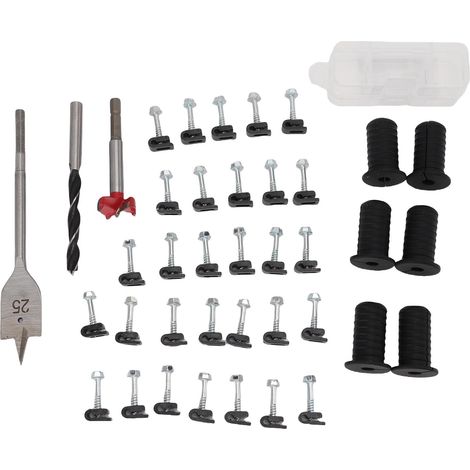 Kit de passage de câbles avec clips et œillets, forets de 25 et 8 mm, pour installation de câblage mural (noir). (1/5)
