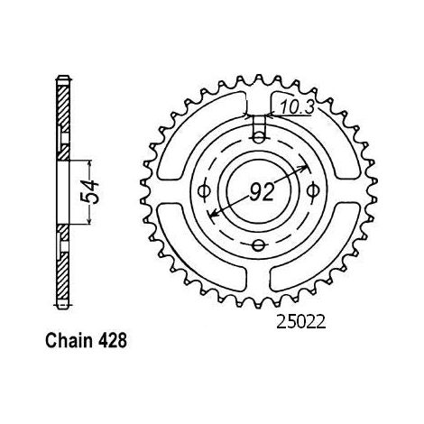 Couronne Acier Yamaha - 428 - 49 Dents - Similaire JTR835