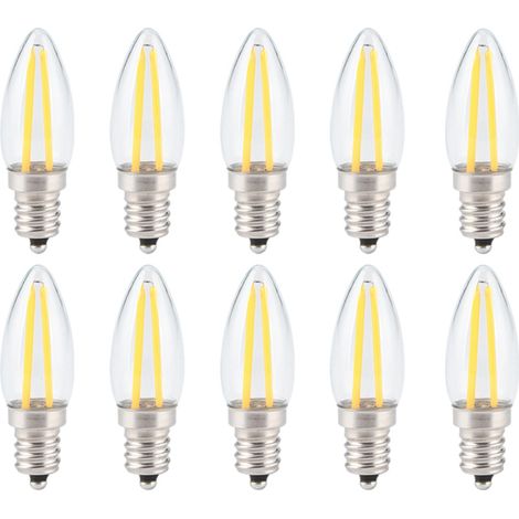 Lot de 10 ampoules LED à filament long E12, petites, dimmables, 1,5 W, AC110V, pour l'éclairage domestique (1/5)