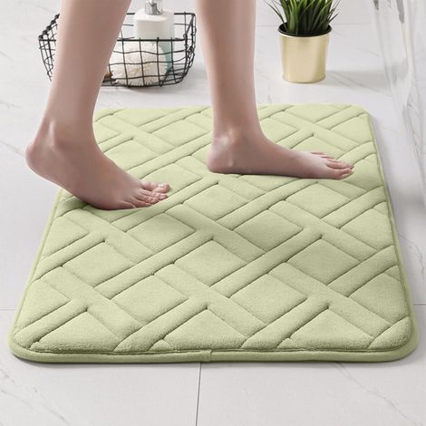 Tapis De Bain - Microfibre Absorbant Non Glissant - Pour Salle De Bains Douche Baignoire - Vert Sage - 50 x 80 cm (1/5)