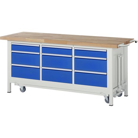 Rau Werkbank mit Fahrgestell 8573, B2000xT700xH880mm, 9x Schublade-TA (1/5)