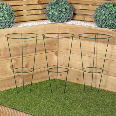Pack of 3 Tom Chambers Urban Green Conical Garden Plant Support Ring 30cm - Medium (1/5)