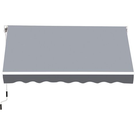 Store banne manuel rétractable dim. 2,5L x 2l (avancée) m inclinaison réglable store banne alu. polyester imperméabilisé haute densité gris