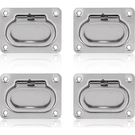 4 Pièces Poignée de Trappe à Anneau Plat en Acier Inoxydable 316 Carré pour Bateau Navire (1/5)