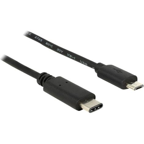Delock Câble USB USB 2.0 USB-C® mâle, USB-Micro-B mâle 1.00 m noir 83602 (1/3)