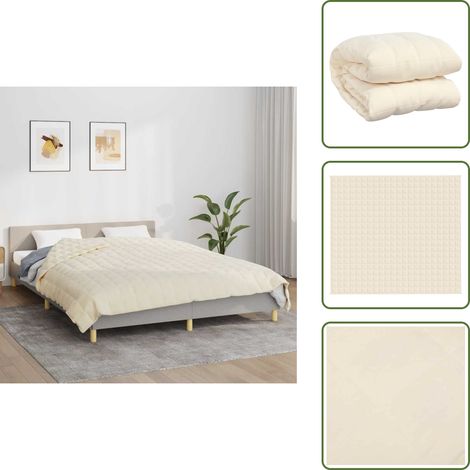 Couverture lestée Crème clair 200x225 cm 9 kg Tissu - Couverture Lestée - Couverture Poids - Literie - Sommeil Réparateur - Relaxation (1/5)