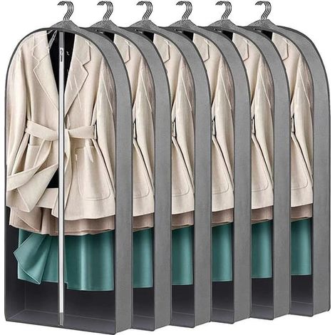 Housse à vêtements respirante, protection pour vêtements dans une armoire, grise M (1/3)