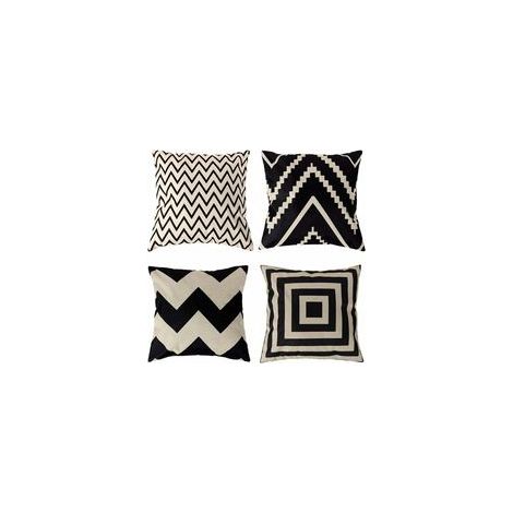4 Pcs Housses de Coussin 45 x 45 cm, Carré Décoratif Taie d'oreiller Canapé Housse Coussin Noir et Blanc Imprimé Motif Animal Mingon Lin Décoration Maison pour Chambre Salon Bureau (1/5)
