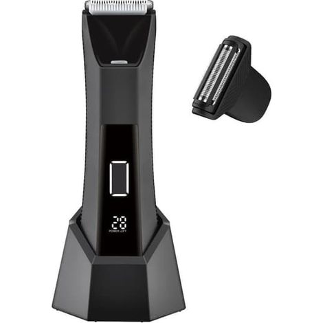 Elektrischer 2-in-1-Schamrasierer für Männer, mit Ladestation, wasserdicht, verstellbar, Typ-C-Schnittstelle.