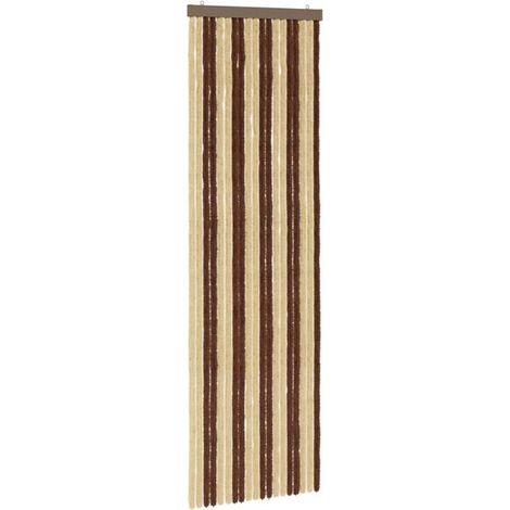 Rideaux en chenille marron et beige à motif d'insectes, 56 x 185 cm (1/5)
