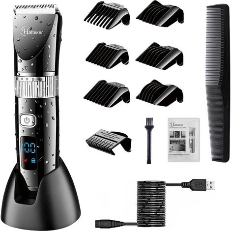Tondeuse Cheveux Tondeuse Barbe Professionnelle Electrique avec Ecran LCD Sans Fil USB Rechargeable Imperméable (1/5)