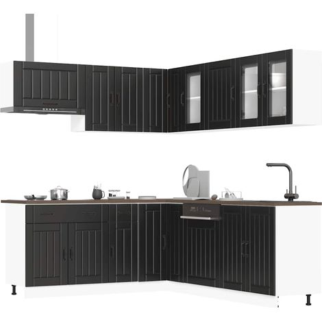 Mueble de cocina Lucca negra 11 piezas madera contrachapada (1/5)