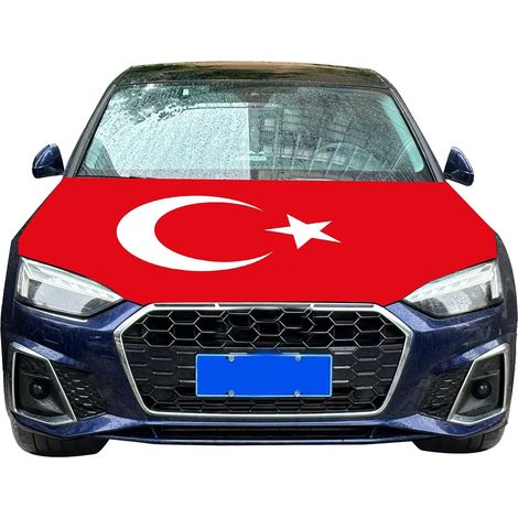 Bandera de Coche de Turquía, Funda para Capó de Coche con Bandera de Turquía - 1,2 x 1,5 m - Tela Elástica Lavable - para Decoración de Eventos (1/5)