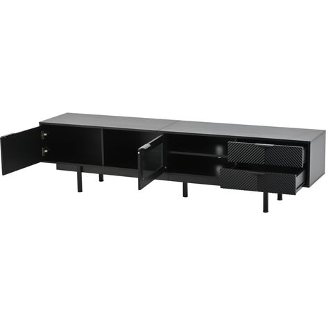 Mueble TV moderno negro de 200 x 40 x 50,5 cm con 2 puertas y 2 cajones HOMVRA (1/5)