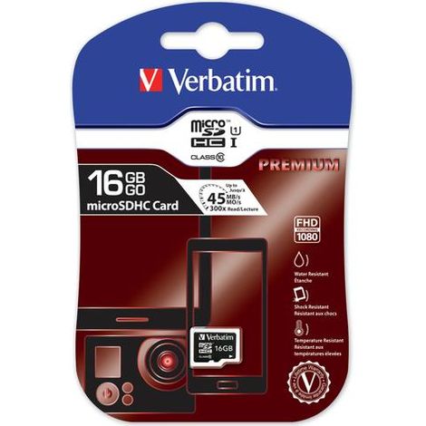 Tarjeta de memoria MicroSDHC Verbatim de 16 GB, Clase 10 (1/2)