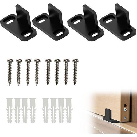 Guide Porte Coulissante,Guidage au Sol Porte,Guide Porte Coulissante Sol Multifunctiona,Guide Porte Coulissante en Plastique,Guide de Porte avec Vis et Tube D'expansion 4 Pièces 4.2x1.8x2.2cm (1/5)