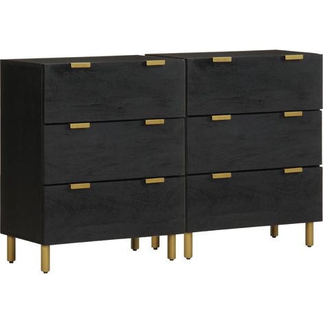 Sideboards 2 Stk. Schwarz 60x33x75 cm Holzwerkstoff