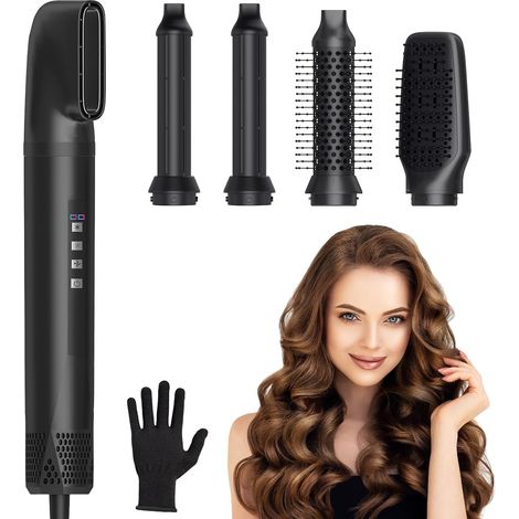 Brosse Soufflante Air Styler 5en1,1300W Grande Vitesse Seche Cheveux,Hair Styler 3 Températures&3 Vitesse&Vent Froid,Hair Styler 200 Millions Ions Négatifs pour Sécher,Lisser,Volumisante (1/5)