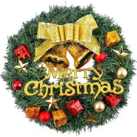 Weihnachtskranz für die Haustür, Kunststoff-Weihnachtskranz aus Kiefernholz mit Kugeln, Dekoration für den Kamin