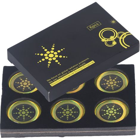 6 autocollants anti-ondes pour appareils électroménagers, teinte dorée, protection contre rayonnements, lot de 6, usage domestique, film adhésif premium