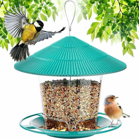 Mangeoire à Oiseaux à Suspendre, Mangeoire Oiseaux Exterieur Grande Capacité Distributeur à Graines pour Petits Oiseaux Sauvages en Plein air, Jardin, Parc-- (1/5)