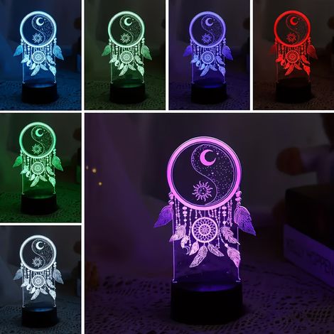 Lampe veilleuse onirique 3D, 7 couleurs, intensité variable, bureau, salon, chambre à coucher, excellente décoration pour une variété de pièces (1/5)