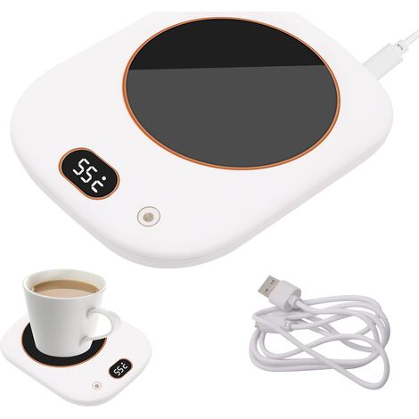 Chauffe-tasse, chauffe-tasse à café pour la maison et le bureau avec 3 réglages de température, USB, pour réchauffer le café, le lait, le thé, le cacao (1/5)