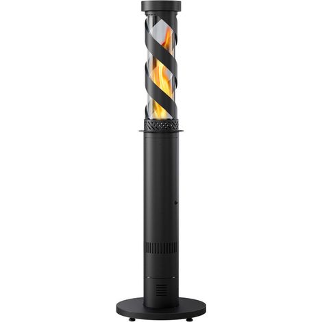 Stufa da Esterno Fungo a Pellet Ø52x194 cm in Ferro Decapato e Vetro Ibiscus Antracite