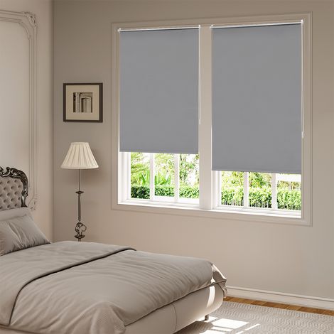 WOLTU Verdunklungsrollo ohne Bohren Klemmfix, Thermorollo Fensterrollo Blickdicht easyfix Verdunkelung Rollos, Sichtschutz und Sonnenchutz für Fenster, Tür, 100x120cm (BxH), Grau (1/5)