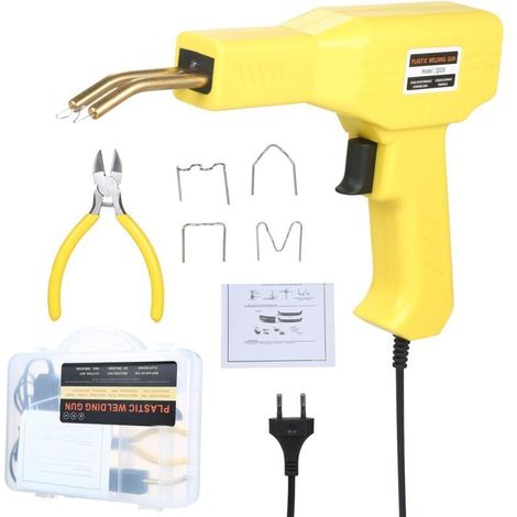 Kit de Reparation Soudure Plastique, Agrafeuse a Chaud pour Reparer Plastique avec 400 Agrafes, Agrafeuse Plastique pour Réparation Pare-Chocs et Carrosserie, Pistolet à Souder Soudage Plastique (1/5)