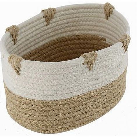 Trade Shop - ZWEIFARBIGER WÄSCHEKORB AUS GEWEBTEM STOFF KORB 25X18X13CM 10659 -