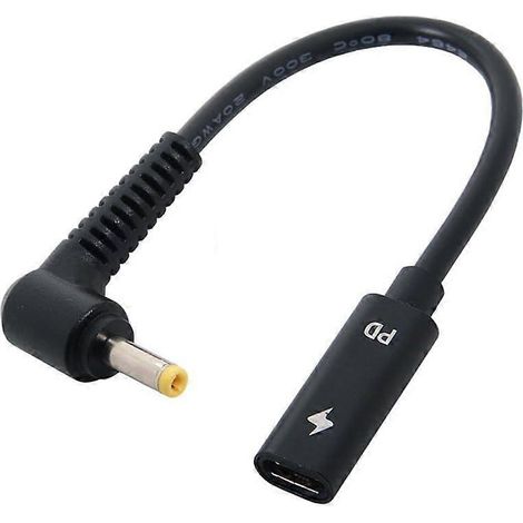 Câble de charge Power PD USB-C femelle vers DC 4,0 x 1,7 mm compatible avec les ordinateurs portables 1820 V (DC 4,0 x 1,7 mm). (1/5)