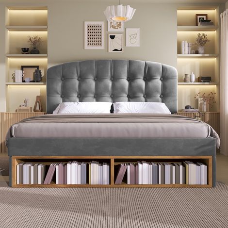 letto letto matrimoniale 140x190 contenitore grigio OKMYHOME