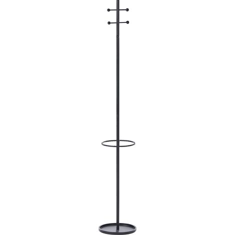 Perchero moderno de metal pintado con soporte para paraguas entrada negro Gillam