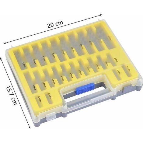 Set di 150 mini punte elicoidali Bardusch, kit di punte con gambo HSS, micro punte elicoidali per la lavorazione del legno fai da te con scatola portaoggetti, da 0,4 mm a 3,2 mm (1/4)