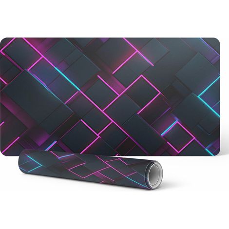 Alfombrilla protectora para escritorio, teclado y rat贸n, dise帽o rectangular ne贸n, 120x60 cm.