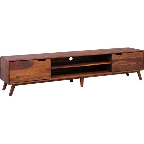 Meuble TV en bois de Sheesham 220x40x48 ciré noisette MALMÖ 2 124 (1/3)